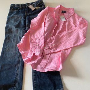 NWT Children's Place Pink Button Down Jeans Outfit